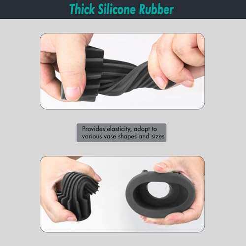 Cemetery Vase Rubber Inserts, Silicone Secure Flowers Holder for Headstone,Black 1 Pack - color: Black