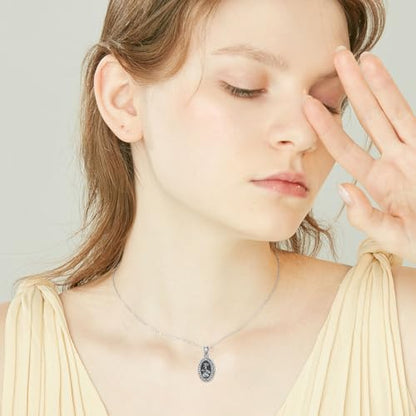 Birth Flower Photo Locket Necklace 925 Sterling Silver 12 Month Locket Necklace with Picture Birth Flower Photo Jewelry Gifts for Women Mother Mom Daughter - color: 07-July-Lotus, style: 1.no custom