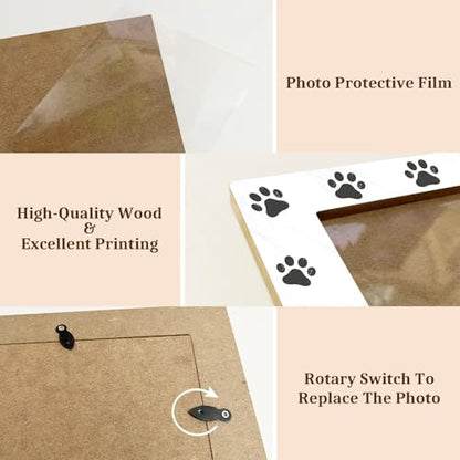 Pet Picture Frame Paw Print Frame Memorial Gifts for Cat Dog Mom Loss of Dog Cat Sympathy Desk Decor Photo Frame 4x6 Vertical -small27 - style: White-Pet
