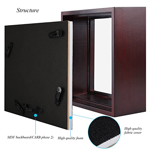 1DOT2 5x5 Shadow Box Frame Display Case, Cherry Red | Grade A Pine Wood, HD Glass Front, Soft Linen Back, 1.2 Inch Depth, MDF Backboard, For Pet Flower Photos Cherry Red - color: Cherry Red, size: 5x5