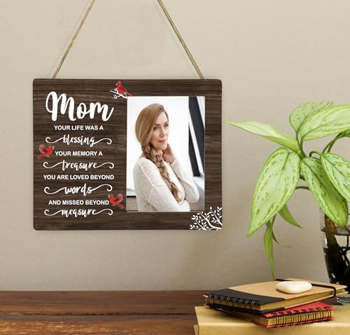 Mom Memorial Wooden Picture Frame, In Loving Memory Remembrance Photo Frame Gifts for Mommy, Bereavement Sympathy Wooden Frame for Loss of Mom, 4x6 inch Photo - style: Mom Memorial