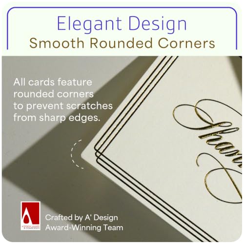 ukee's Elegant Thank You Cards, Gold Foil, 100 Cards with Envelopes | 3.5x5 Blank Notes, Quick Dry Matte Art Paper, Gold Seal Stickers, Bulk Set for Wedding, Baby Shower, Graduation, Business