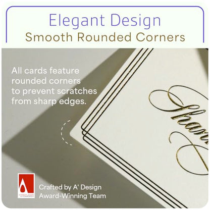ukee's Elegant Thank You Cards, Gold Foil, 100 Cards with Envelopes | 3.5x5 Blank Notes, Quick Dry Matte Art Paper, Gold Seal Stickers, Bulk Set for Wedding, Baby Shower, Graduation, Business