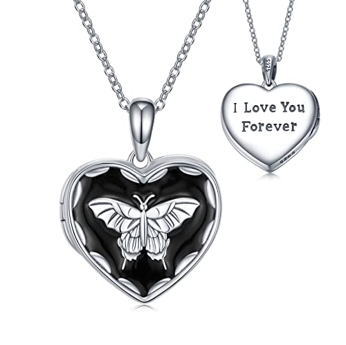 Butterfly Locket Necklace That Holds Pictures 925 Sterling Silver Locket Necklace That Holds Pictures Memorial Keepsake Photos Locket Pendant Jewelry Gifts For Women Loved One