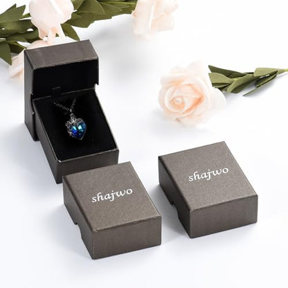 shajwo Butterfly Heart Urn Necklaces Cremation Jewelry for Ashes for Women Men Memorial Human Ashes Pendant - color: 1-Black-Blue