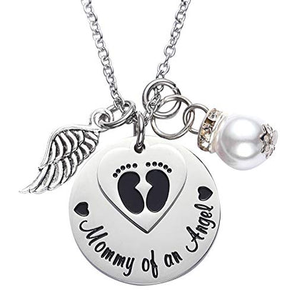 LParkin Miscarriage Gifts For Mothers Memorial Necklace For Mommy of an Angel Sympathy Wing Gift - color: Necklace