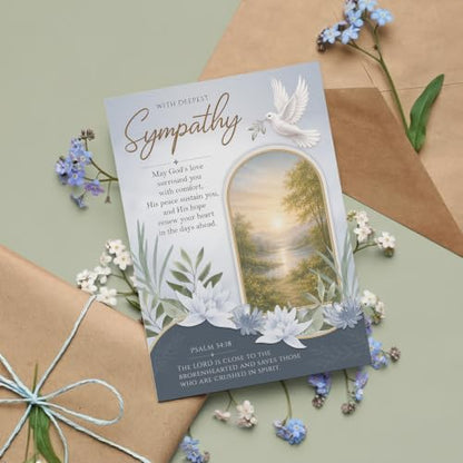 Religious Sympathy Card with Christian Faith and Bible Printed Verse Premium A5 Size UK Made
