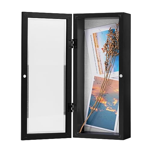 Muzilife 12.5x5 Shadow Box Wood Picture Frame, 2.16 Deep, Real Glass, Black - color: Black, size: 12.5x5
