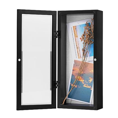 Muzilife 12.5x5 Shadow Box Wood Picture Frame, 2.16 Deep, Real Glass, Black - color: Black, size: 12.5x5