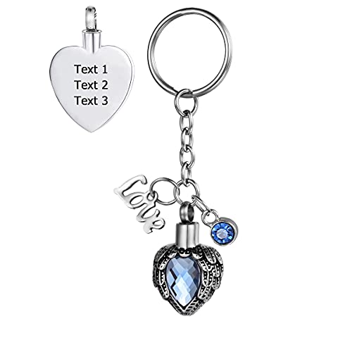 Urn Keychain Birthstone Angel Wing Memorial Keepsake for Ashes Cremation Jewelry - Blue Customized - color: Blue - Customized