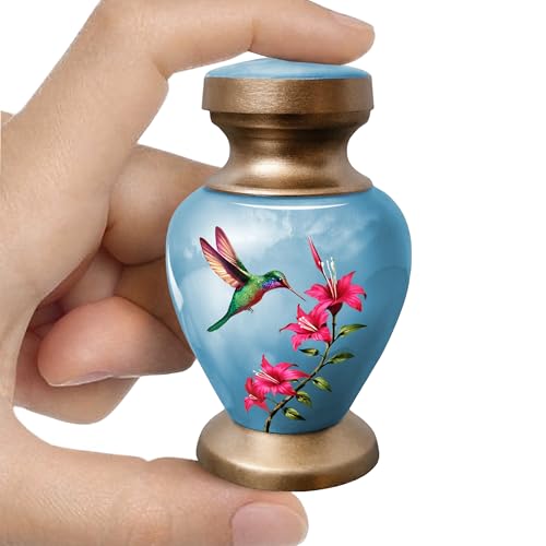 Blue Hummingbird Keepsake Cremation Urn – Small Sharing Urn for Human Ashes – A Loving, Symbolic Tribute for a Man or Woman - color: Blue, size: Small Keepsake