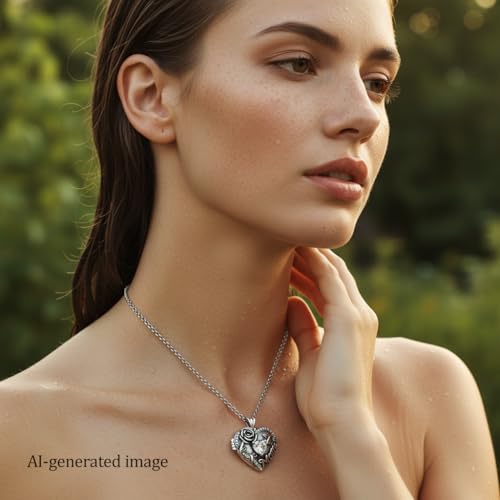 925 Sterling Silver Pictures Locket Necklace for Women Men - color: Black plated 7