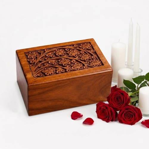 Paw Print Pet Memorial Keepsake Cremation Urns for Ashes Pet Urn Wood Keepsake Box Urns for Cat Dogs Ashes | Cat Memorials (5 x 3 x 2) - size: 5 x 3 x 2