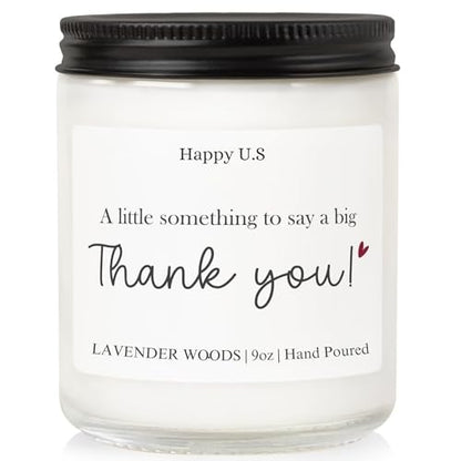 Thank You Gifts for Women Men – A Little Something to Say a Big Thank You | | 9oz Lavender Woods Soy Wax Candle | Appreciation Gift Teacher Coworker Nurse Boss Hostess Friend Employee - color: Thank You