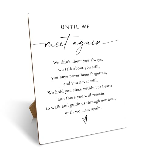 Wedding Memorial Sign, Wedding Party Supplies For Reception, Until We Meet Again Wedding Sign With Stand, Vintage Wooden Tabletop Decor For Wedding, Funeral Sympathy Remembrance Gifts, 10 - color: Until We Meet Again
