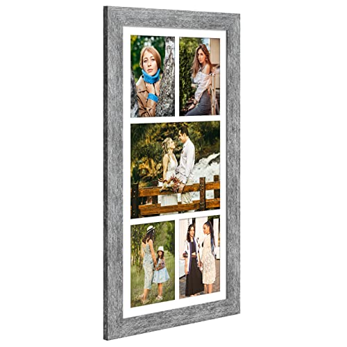11x23 Collage Frame, 4 Open 5x7&1 Open 8x10 Photo Frame Collage - color: Grey, size: 11x23 - (4 open5x7+1 open8x10）