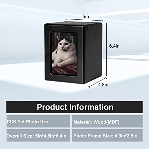 PCS Cat Urn for Ashes - Large Black Pet Cremation Box with Photo Urn Option - color: Black, size: L(46-85lbs)