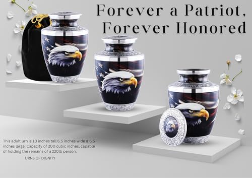 Majestic Eagle Funeral Urn for Human Ashes – Handcrafted Patriotic Tribute for Men or Women by Urns of Dignity (UOD-AMERICANEAGLE25L, Adult)