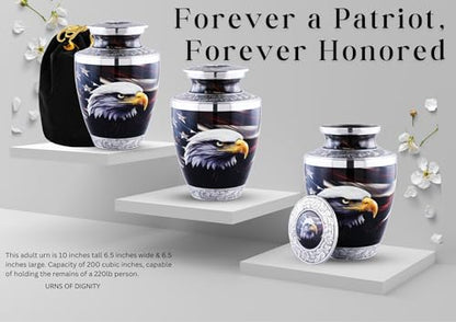 Majestic Eagle Funeral Urn for Human Ashes – Handcrafted Patriotic Tribute for Men or Women by Urns of Dignity (UOD-AMERICANEAGLE25L, Adult)