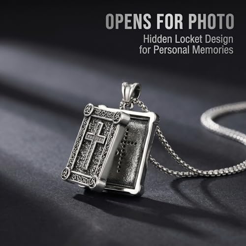 925 Sterling Silver Patron Saint Necklace Amulet Miraculous Medal Pendant Jewelry for Men Women with Friendship Talisman Travel Inspirational Gifts - color: Black-J-1