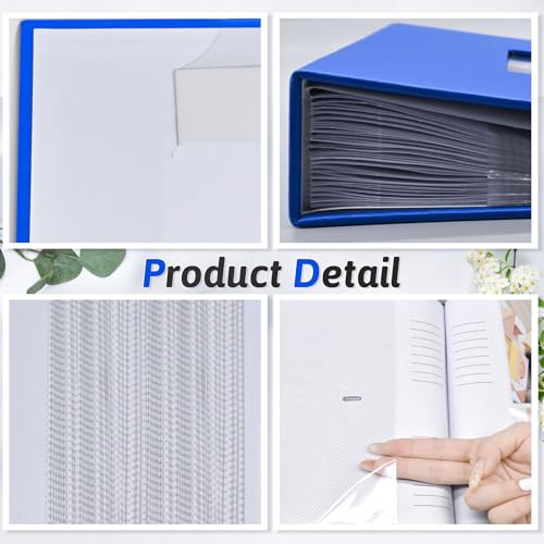 Popotop Photo Album 4x6 300 Photos with Writing Space, Leather Cover Album with Display Picture Window, Photo Book for Wedding Family Baby Gift - color: Royal Blue, size: 300 Pockets