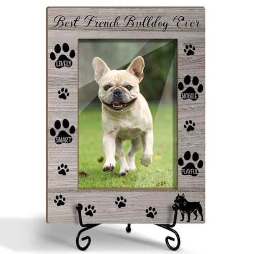 French Bulldog Photo Frame, Dog Memorial Gifts For Women Friend Coworker, Fit 4x6 Picture Frame With Stand Home Desk Decor Tabletop Display, Dog Paw -Txk75 - style: French Bulldog