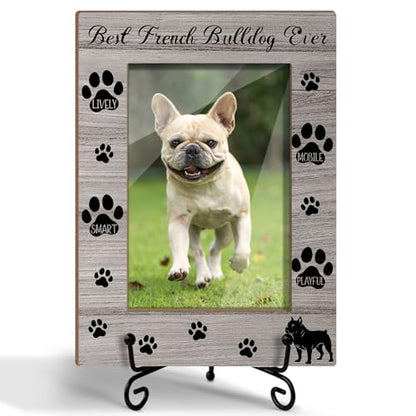 French Bulldog Photo Frame, Dog Memorial Gifts For Women Friend Coworker, Fit 4x6 Picture Frame With Stand Home Desk Decor Tabletop Display, Dog Paw -Txk75 - style: French Bulldog