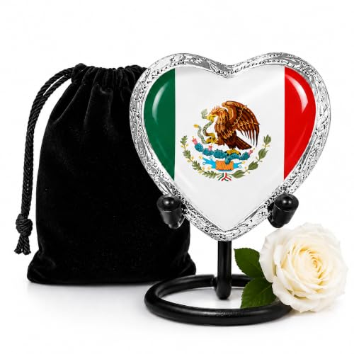 Mexican Flag Heart Keepsake Urn for Human Ashes – Urna Corazón para Cenizas – Tribute to Mexican Pride (Orgullo) – Small Sharing Memorial for Men or Women - size: Small Heart