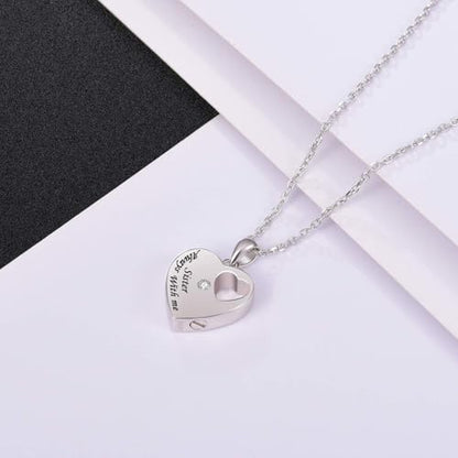 BEILIN 925 Sterling Silver Urn Necklace for Ashes for Women Keepsake Memorial Heart Cremation Jewelry for Ashes - style: Sister