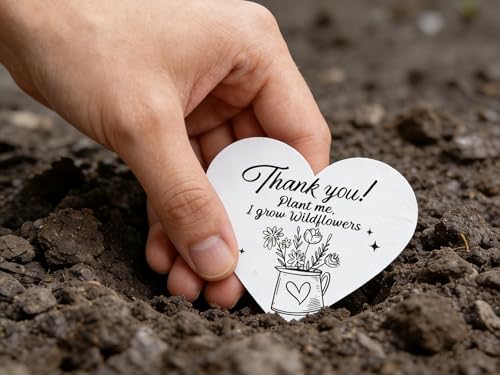Wivolibe 50 Pcs Plantable Seed Paper Hearts, 2.5"x2" Wildflower Seed Paper for Weddings, Baby Shower Favors, Memorials & Eco-Friendly Gifts, Biodegradable Plantable Gifts Cards