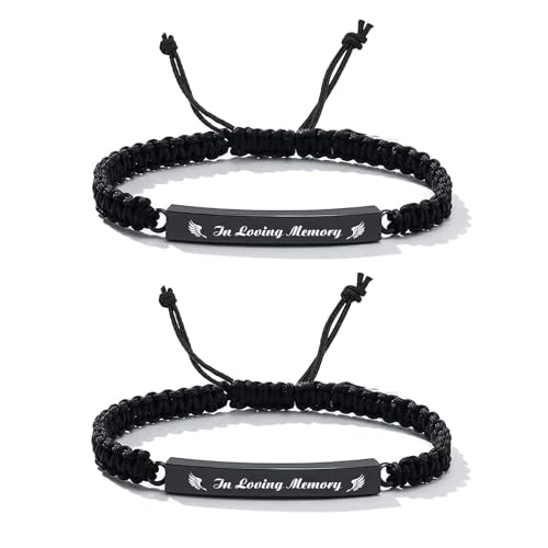 zeqingjw Cremation Bracelet for Ashes Adjustable Memorial Urn Bracelet Stainless Steel Memorial Ashes Keepsake Jewelry for Men Women - color: 2PCS-In Loving Memory