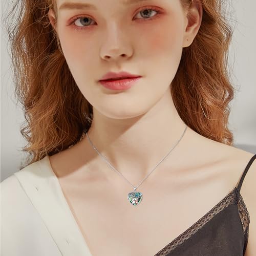 TUGHRA Locket Necklaces That Holds Picture Sterling Silver Elephant Locket Heart Pendant Necklace Photos Jewelry Gifts for Women Teen Mom Daughter - style: 04-Abalone