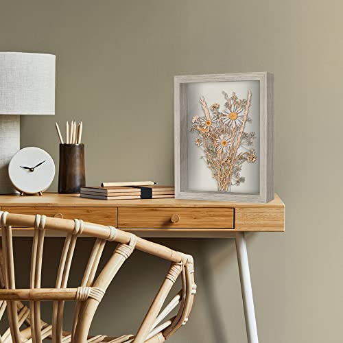 Americanflat 11x14 Shadow Box Frame with Shatter-Resistant Glass - Silhouette Collection - Large Shadow Box Display Case for Tabletop and Wall Display - Driftwood with Soft Felt Back - color: Driftwood, size: 11x14