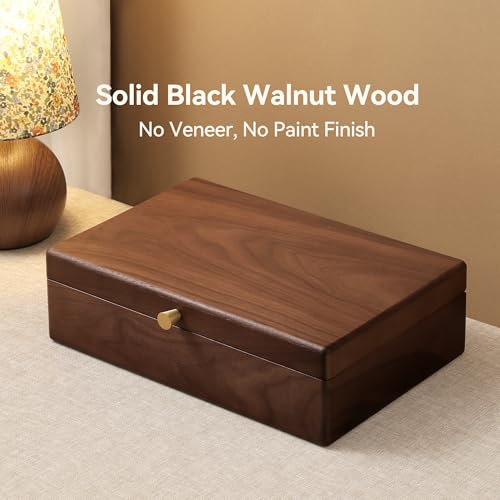 Black Walnut Wooden Jewelry Box, 2 Layer Large Necklace Organizer for Women - color: 2 Layer Large