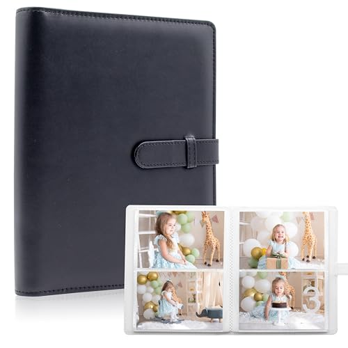 Photo Albums 4x6 Pictures – 152 Pockets Vegan Leather Cover Memory Album Book, Suitable for Family Wedding Boys Girls and Babies Storage (Black) - color: Black