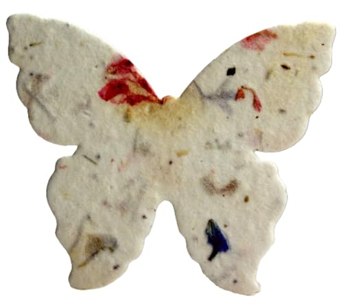 Of The Earth Handmade Paper - Wildflower Seed Paper Butterfly Shape - Large 3" - Set of 24 (17s Pink Recycled) - color: 17s Pink Recycled