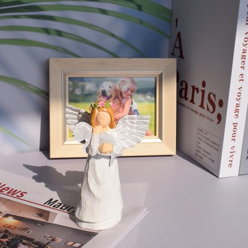 Anrkets Angel of Friendship Pet Memorial Gift – Dog Remembrance Angel Figurine with 7 Chakra Rainbow Bridge Bracelet, Sympathy Gift for Loss of a Beloved Dog - color: White Dog