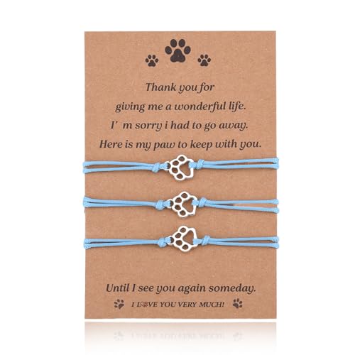 Pet Memorial Gifts Bracelets for Loss of Dog Cat Symapthy Gift for Dog Cat Lovers Passing Away Gifts Paw Print Bracelet - color: Blue