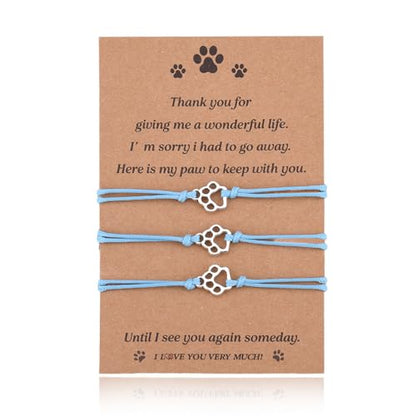 Pet Memorial Gifts Bracelets for Loss of Dog Cat Symapthy Gift for Dog Cat Lovers Passing Away Gifts Paw Print Bracelet - color: Blue