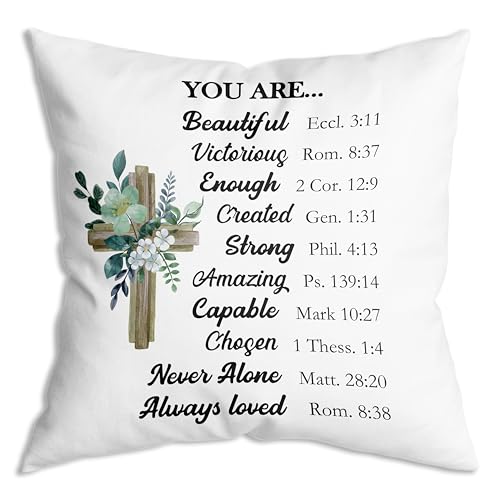You are Beautiful Inspirational Quotes Throw Pillow Covers 18x18 Inch Christian Gifts Religious Gifts Scripture Gifts for Women Gifts - color: 01 Christian