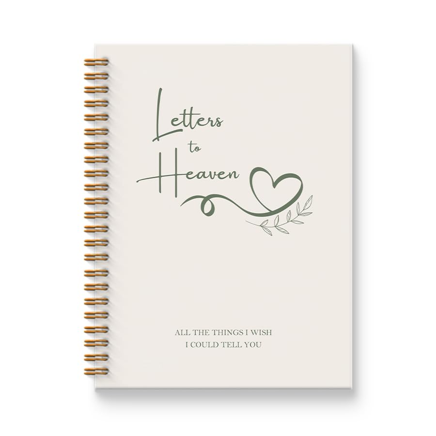 Letters to Heaven Notebook Journal 5.5x8.3, Grief Journal for Women, Memorial Sympathy Gifts for Loss of Loved One, Remembrance Bereavement Gifts Spiral Hardcover Notebook(White) - color: White