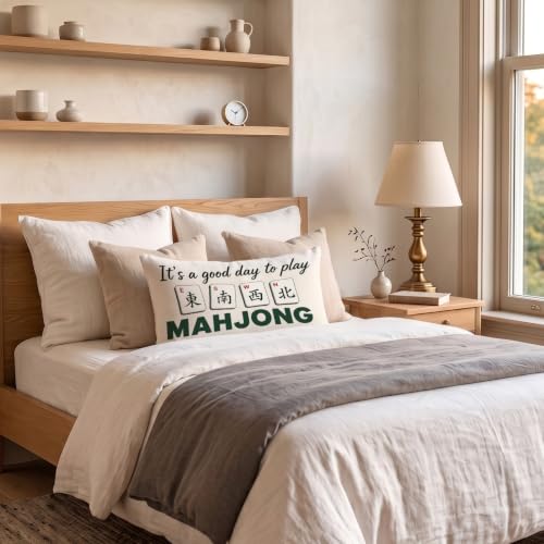 Mahjong Players Lovers Gifts Lumbar Pillow Cover Case 12x20 - color: Mahjong B