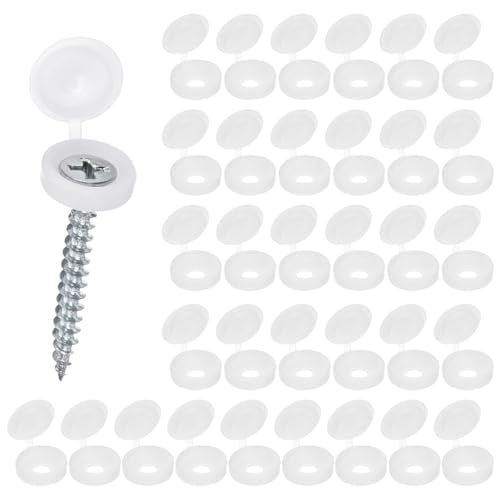 M METERXITY 100-Pack Plastic Hinged Screw Cover Caps, 4mm Shutter Screws with Caps, Fold Snap Washer Covers, Washer Flip Protection Covering M3 M4 M5 Screws Heads [White] - color: White, size: 4mm