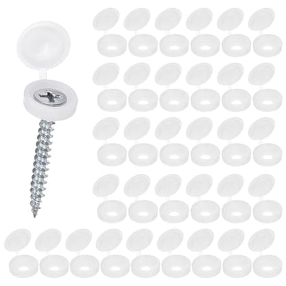 M METERXITY 100-Pack Plastic Hinged Screw Cover Caps, 4mm Shutter Screws with Caps, Fold Snap Washer Covers, Washer Flip Protection Covering M3 M4 M5 Screws Heads [White] - color: White, size: 4mm