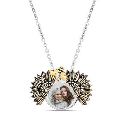 MeiceM Heart Crystal Urn Necklace for Ashes A Piece Of My Heart Lives In Heaven Cremation Jewelry Angel Wings Memorial Keepsake Pendant - color: Gold+Silver