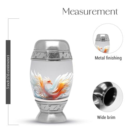 White Phoenix Urns for Human Ashes Adult Male & Female, Small Cremation Urn for Human Ashes Adult Women, Mini Keepsake Urn for Mom 3Inch - color: White Phoenix Ashes