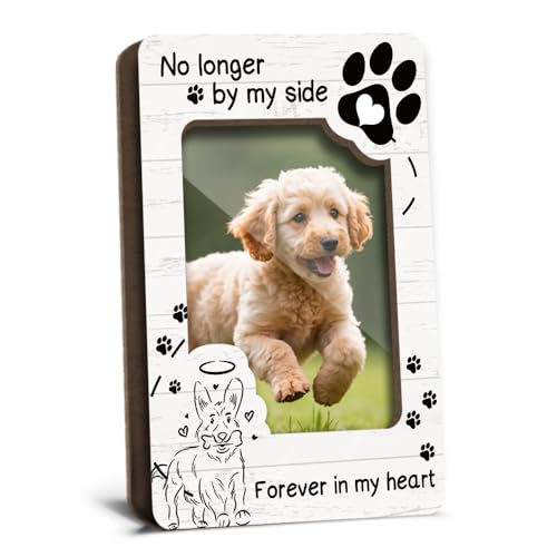 Fridge Magnetic Memorial Picture Frames for Dog Pet Lover Remembrance Memorial Gift for Loss of Dog Refrigerator Decor No Longer by My Side Forever in My Heart Wooden Photo Frames 2.5x3.5 - YT0221 - color: dog 02