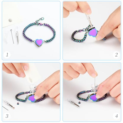 Heart Cremation Urn Bracelet for Ashes, 316L Stainless Steel Memorial Jewelry, Adjustable Cuban Link Keepsake Bracelet for Pet/Human Loss, Filling Tools & Gift Box Included - color: Customize