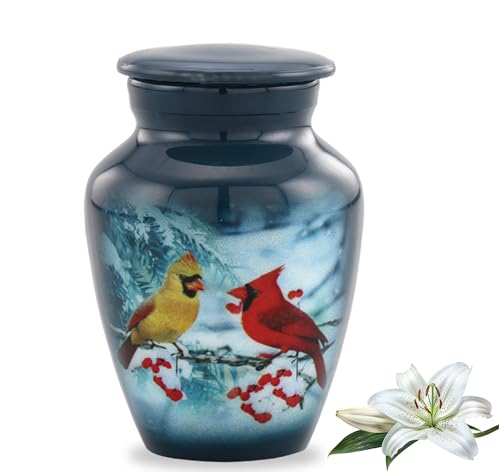 Immortal Memories Mini Cardinal Urn - Cozy Cardinals Sharing Urn with Velvet Case & Bag, Gray (CC-K Keepsake) - size: Keepsake