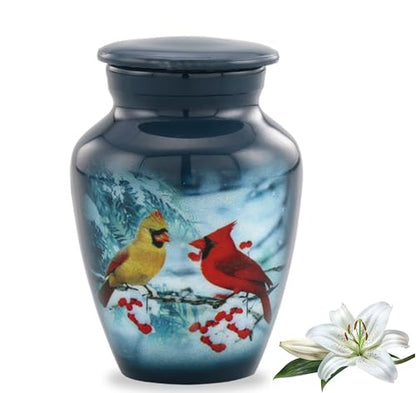 Immortal Memories Mini Cardinal Urn - Cozy Cardinals Sharing Urn with Velvet Case & Bag, Gray (CC-K Keepsake) - size: Keepsake